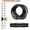 Masterlock MASTER LOCK Susisukanti trosinė dviračio spyna juodu vinylo apvalkalu su 4 skaitmenų užraktu