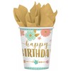 „Happy Birthday Boho“ popieriniai puodeliai, 8 vnt., 250 ml