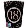 „Happy Birthday“ rožinio aukso spalvos popieriniai puodeliai „Happy Birthday“, 18 vnt., 8 vnt., po 250 ml