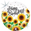 Holografinis folijos balionas „Su gimtadieniu“ su saulėgrąžomis, 46 cm