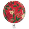 Kalėdinės popierinės lėkštės „Holly Poinsettia“ 8 vnt. 23 cm FSC