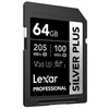 Atminties kortelė Lexar SDXC Professional Sidabrinis Plus UHS-I/U3/A2/4K R205/W100 (V30) 64GB