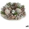 Krist+ Kalėdinis žvakių laikiklis Balta Skaidrus Sidabras stiklas Plastmasinis 19 x 9 x 19 cm (4 vnt.)