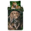 Patalynė bawełniana 140x200 Leopard Lampart pantera liście palmy monstery žalia 5031 poszewka 70x90