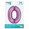 GoDan Foil balionas Smart Cyfra 0 levandų matinis 76 cm