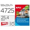 Lipnios etiketės Apli, A4, 25.4x10mm, nuimamos, 189vnt., 25lapai