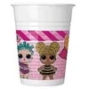 LOL Surprise Glitterati plastikinių puodelių rinkinys 8 vnt. po 200 ml