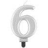 Metalinio sidabro spalvos gimtadienio žvakė „Skaičius 6“