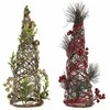 Naujametinė eglutė DKD Home Decor Raudona Žalia Auksinis 16 x 16 x 41 cm Plastmasinis (2 vnt.)
