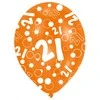 Oranžiniai „Su gimtadieniu“ balionai „Happy Birthday 21“, 6 vnt., 11 colių (27,5 cm)