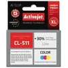 Rašalo kasetė Activejet AC-511R (Canon CL-511 pakeitimas; Premium; 12 ml; spalvotas)