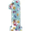 Peppa Pig mėlynas numeris 1 folijos balionas 66 cm