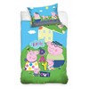 Patalynė bawełniana 100x135 Świnka Peppa wakacje mėlyna poszewka 40x60 C24