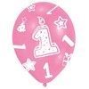 Pirmojo gimtadienio rožinis balionas, 6 dalių, 11 colių (27,5 cm)