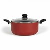 Puodas su stiklo dangčiu Livoo MEP151R Premier Chef, 28 cm, aliuminis, neprisvylanti danga, raudonas