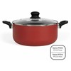 Puodas su stiklo dangčiu Livoo MEP151R Premier Chef, 28 cm, aliuminis, neprisvylanti danga, raudonas