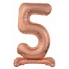 Rožinio aukso spalvos folijos balionas „5“, 74 cm