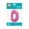 GoDan 0 numerio folijos balionas, rožinis su širdelėmis, 61 cm