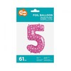GoDan Balon foliowy Cyfra5 róż/serca 61cm HS-C26R5 05926
