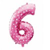 GoDan Number 6 folijos balionas, rožinis su širdelėmis, 61 cm