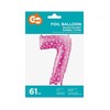 GoDan Balon foliowy Cyfra 7, rožinė w serca, 61 cm