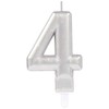 AMSCAN žvakė „Number 4“ su sidabrine rankena, 9,3 cm