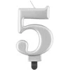 GoDan gimtadienio žvakė "5" sidabrinė 8cm