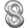 AMSCAN folijos balionas Didelis numeris 8 sidabrinis 57x86cm N34 supakuotas 9906293