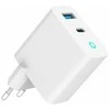 Gembird GaN 2xUSB QC3.0 Type-C 30W LED balta