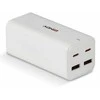 USB Įkroviklis - LINDY 100W 4 Prievadų GaN Įkroviklis su 2x USB Type C ir 2x Type A Prievadai, Baltas