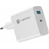 Telefonas Įkroviklis - Natec Ribera Gan 1X USB-A + 1X USB-C 45W Baltas