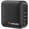 Laidinis įkroviklis Verbatim Mini GaN 165W 3xUSB-C PD/1x USB-A QC juodos spalvos 32216