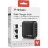 Laidinis įkroviklis Verbatim Mini GaN 165W 3xUSB-C PD/1x USB-A QC juodos spalvos 32216