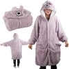 Minkštas ir šiltas oversize pledas su gobtuvu, violetinis