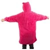 Minkštas ir šiltas oversize pledas su gobtuvu, tamsiai rožinis