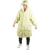 Šiltas oversize XL pledas su gobtuvu, žalia