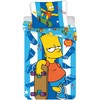 Patalynė bawełniana 140x200 Bart skater Simpson 2635 Riedlentė poszewka 70x90 mėlyna pasy dziecięca