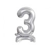 GoDan B&C folijos balionas Stovintis numeris 3, sidabrinis, 38 cm