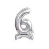 Skaičius B&C Sidabrinis Sidabrinis mini folijos balionas su skaičiumi 6 38 cm