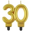 GoDan žvakė numeris 30 GIMTADIENIS, auksinė, metalinė, B&amp;C, 8 cm