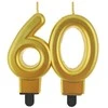 GoDan ŚWIECZKA cyfra 60 metalik auksinė 8 cm