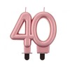 Spalva metalinė rožinio aukso spalvos torto žvakė, žvakės numeris 40