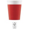 Spalva vienspalvė raudona, raudoni popieriniai puodeliai, 8 vnt. po 200 ml FSC
