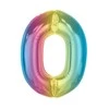 GoDan Foil balionas numeris 0, vaivorykštė Smart, 92 cm