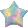Spalvotas holografinis žvaigždės formos pastelinis vaivorykštės folijos balionas 48 cm