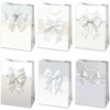 Spalvotas kaspinas Baltas popierinis dovanų maišelis 23x32x11 cm