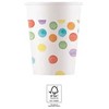 Spalvoti popieriniai puodeliai „Colored Dots“ 8 vnt. po 200 ml FSC
