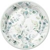 Spalvotos eukalipto šakelių popierinės lėkštės, 8 vnt., 22,7 cm