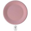 Spalvotos vienspalvės rožinės popierinės lėkštės, 8 vnt., 23 cm, FSC