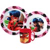 Stebuklingas „Ladybug“ vakarienės rinkinys, mikroplastiko rinkinys su 350 ml puodeliu